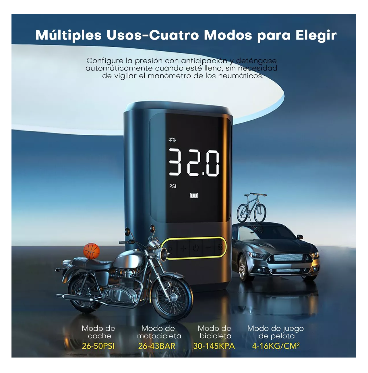 Foto 3 pulgar | Compresor De Aire Portatil 80w Inflador De Llantas Bomba Negro