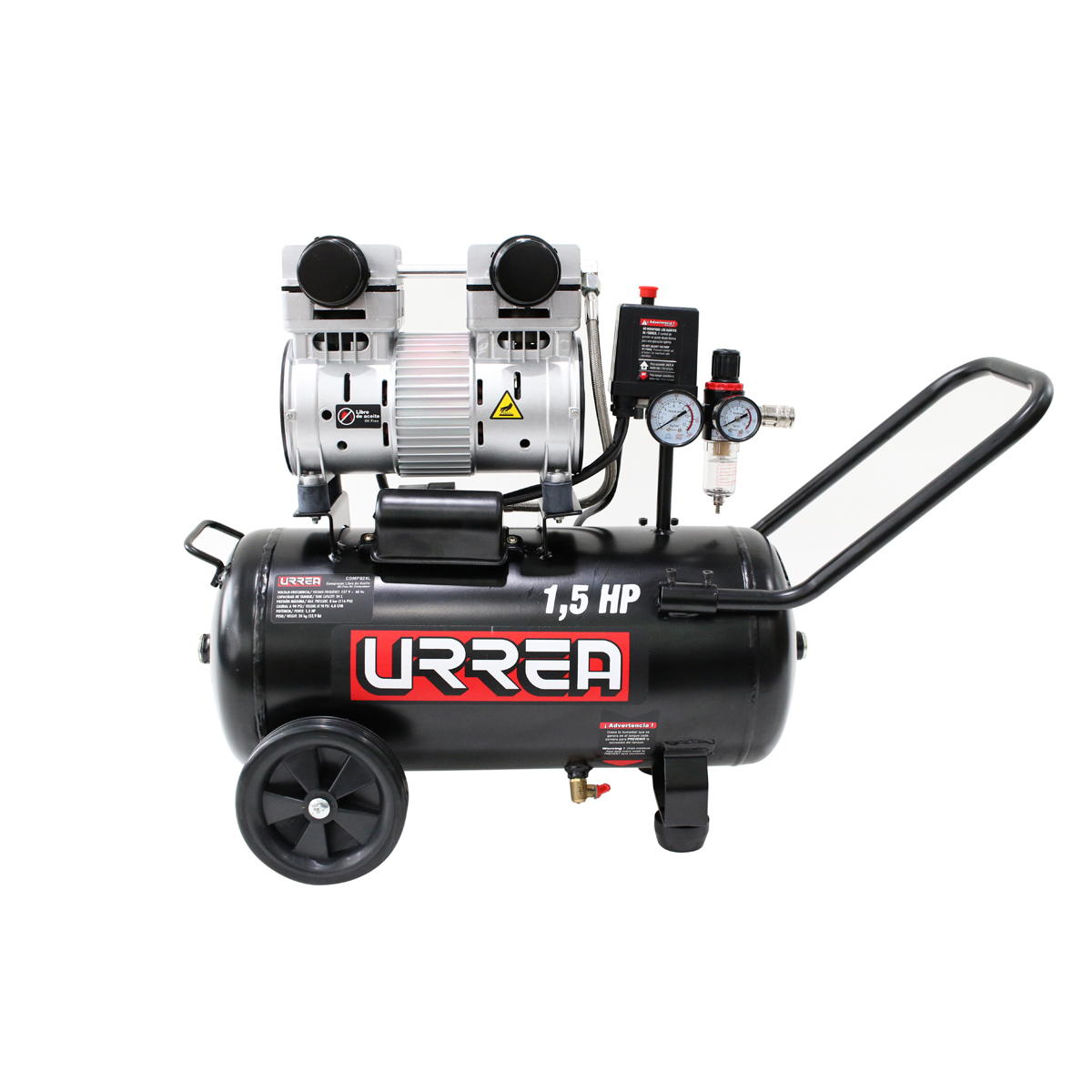 Foto 1 | Compresor De Aire Eléctrico Libre De Aceite 24 Lt, 1.5 Hp, 127 V Urrea
