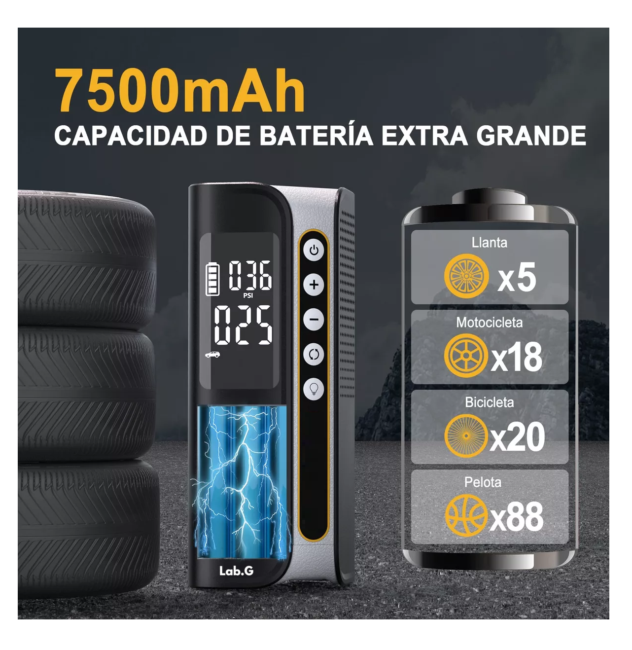 Foto 2 | Compresor Lab.g Inflador Bombas De Aire Para Coches Negro