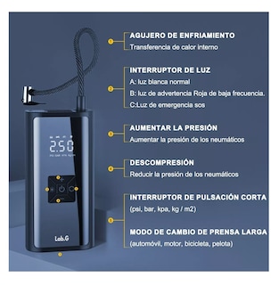 Foto 2 | Inflador De Llantas Inalámbrico Portátil 150 Psi Con Lcd