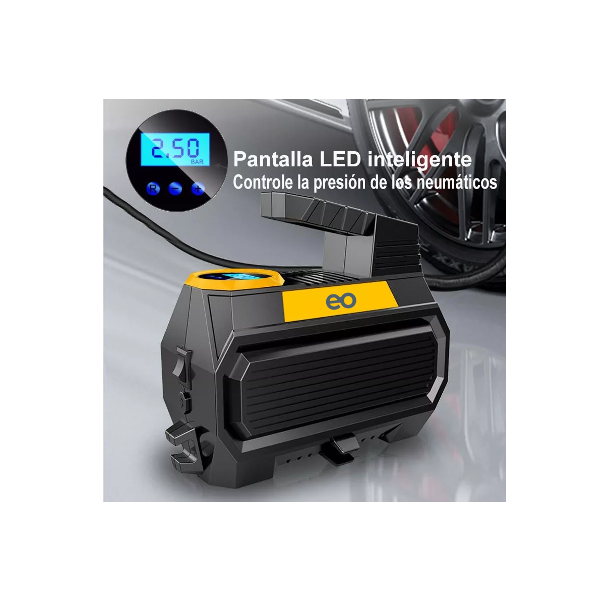 Foto 3 pulgar | Compresor De Aire Portátil Inteligente Con Iluminacion Eo Safe Imports Esi-12248-1 Negro