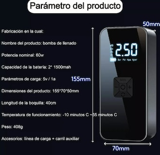Foto 4 | Inflador De Llantas Eléctrico Portátil Xtellar Con Pantalla Led Y Cierre Automático 150 Psi