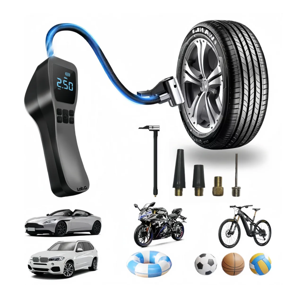 Foto 4 pulgar | Compresor De Aire Portátil Para Auto Y Motocicleta 150psi Lab.g  Negro