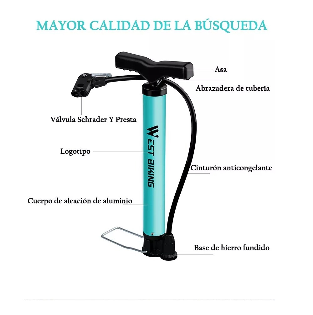 Foto 6 pulgar | Bomba de Aire Manual para Pelotas y Bicicletas de Alta Presión y Uso Múltiple Azul