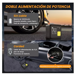 Foto 4 | Inflador De Neumático Portátil De 150 Psi Compresores De Aire Negro/amarillo