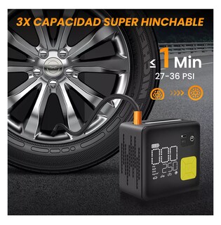 Foto 3 | Inflador De Neumático Portátil De 150 Psi Compresores De Aire Negro/amarillo