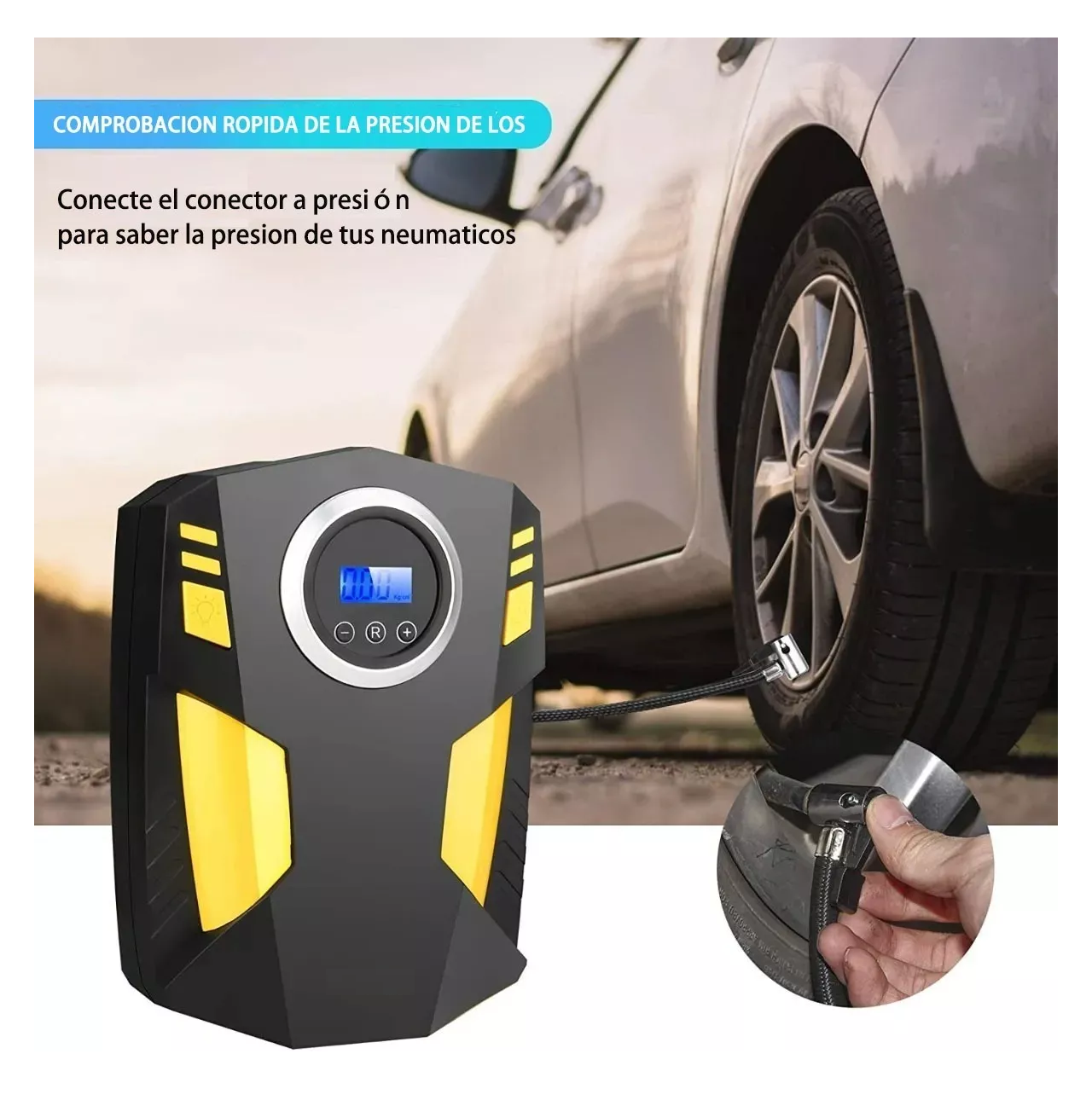 Foto 4 pulgar | Compresor Inflador De Llanta Belug Negro Con Amarillo para Auto