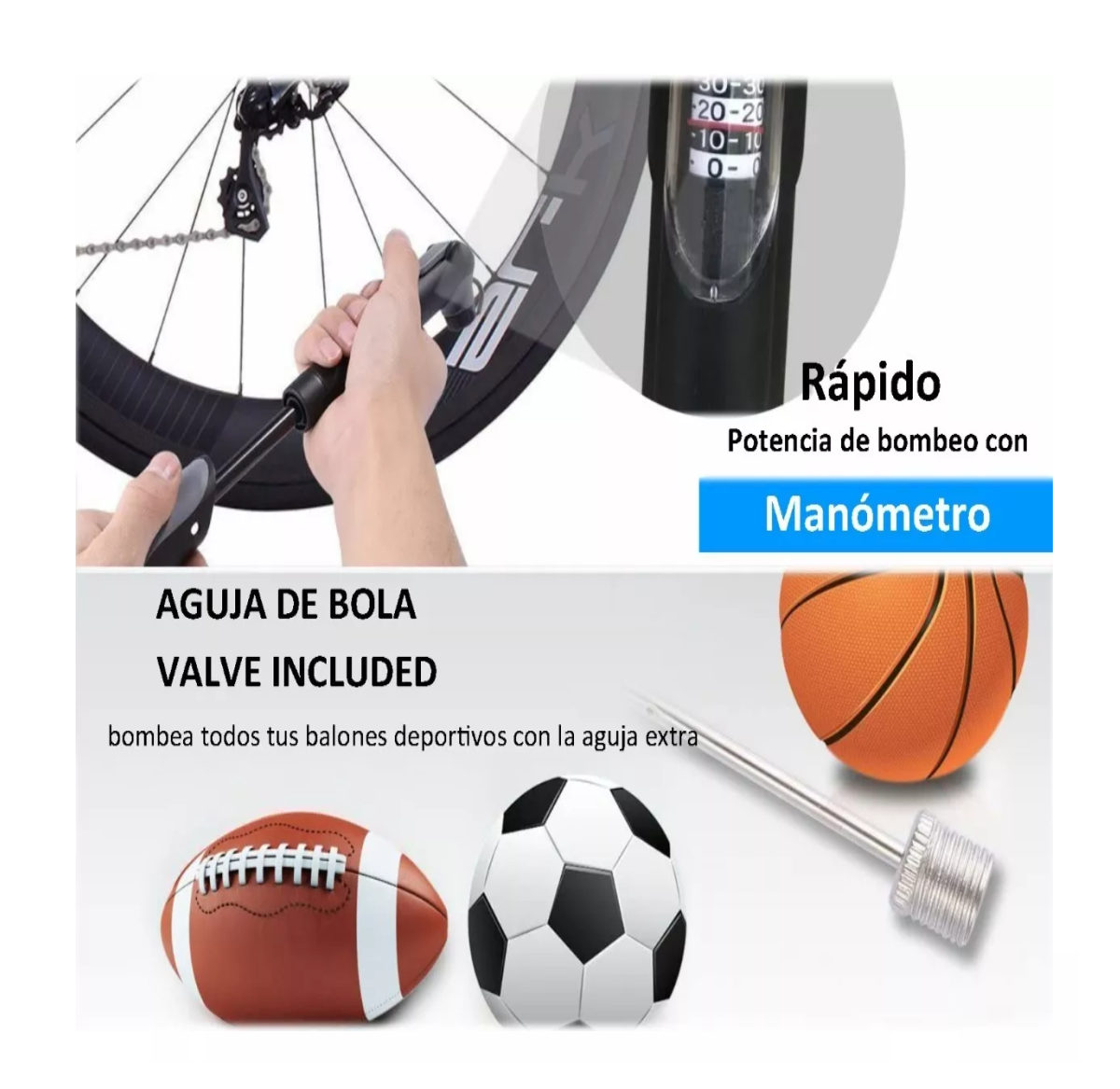 Foto 3 pulgar | Bomba De Aire Pequeña Para Bicicleta De 120psi Belug Negro