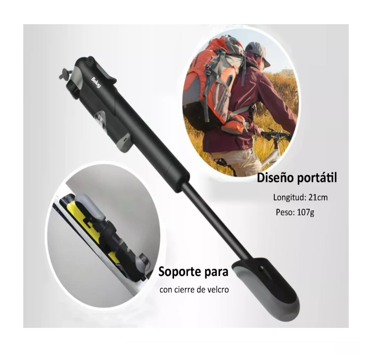 Foto 5 pulgar | Bomba De Aire Pequeña Para Bicicleta De 120psi Belug Negro