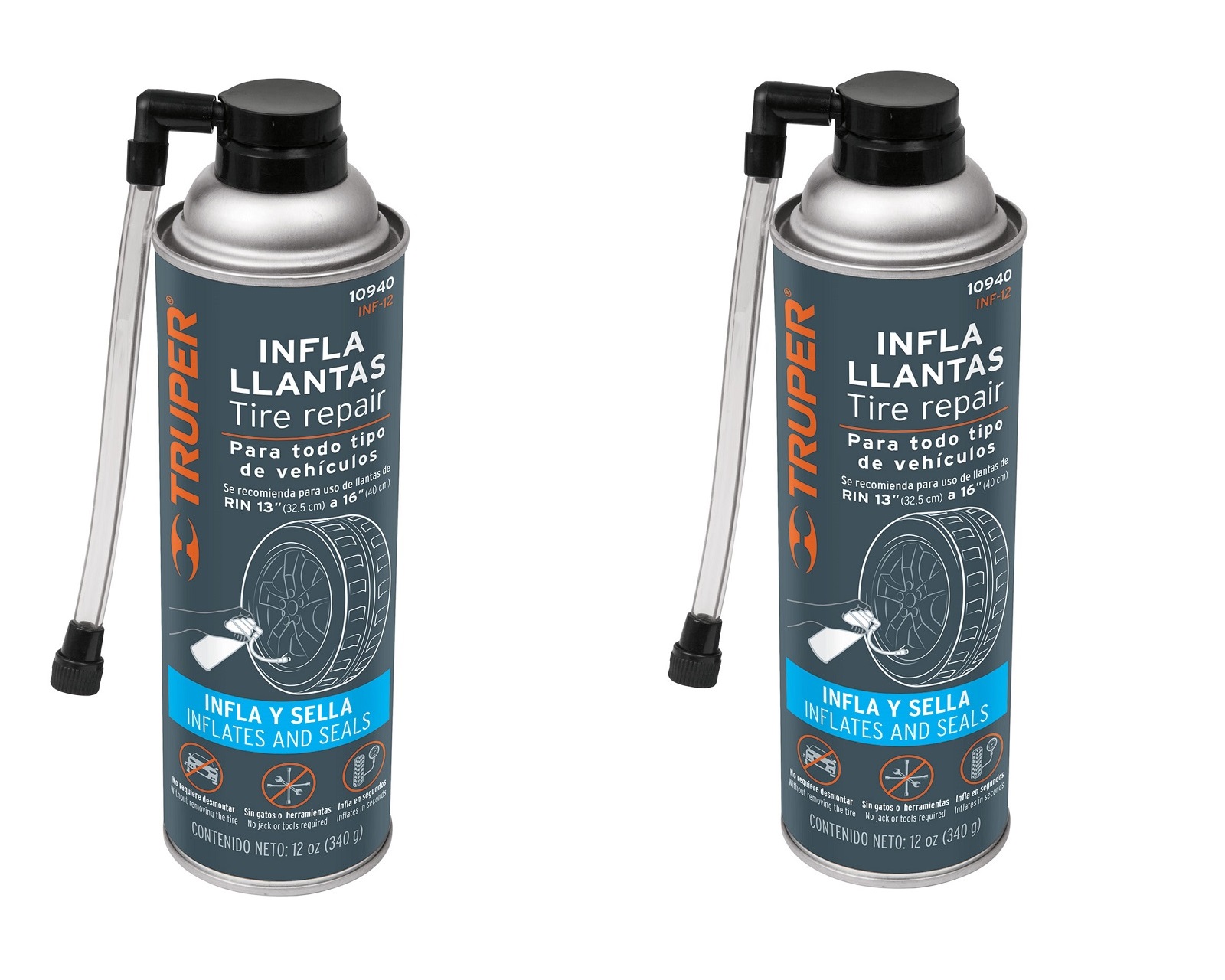 Inflallantas 350 ml Truper Inf-12 Truper de 2 pz