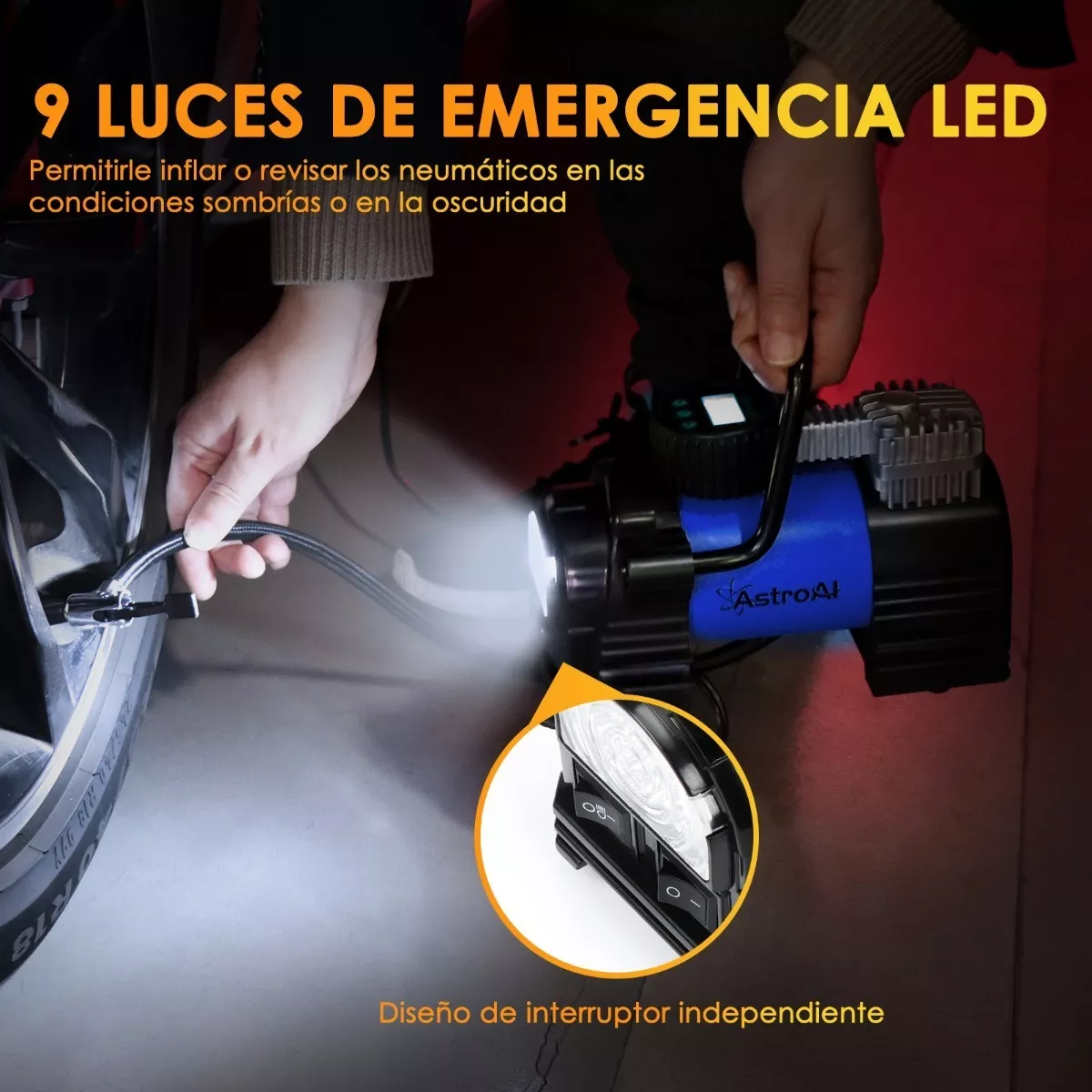 Foto 4 pulgar | Bomba de Aire Portátil 150psi con Luz Led de Emergencia Eo Safe Imports Esi-12250 Azul