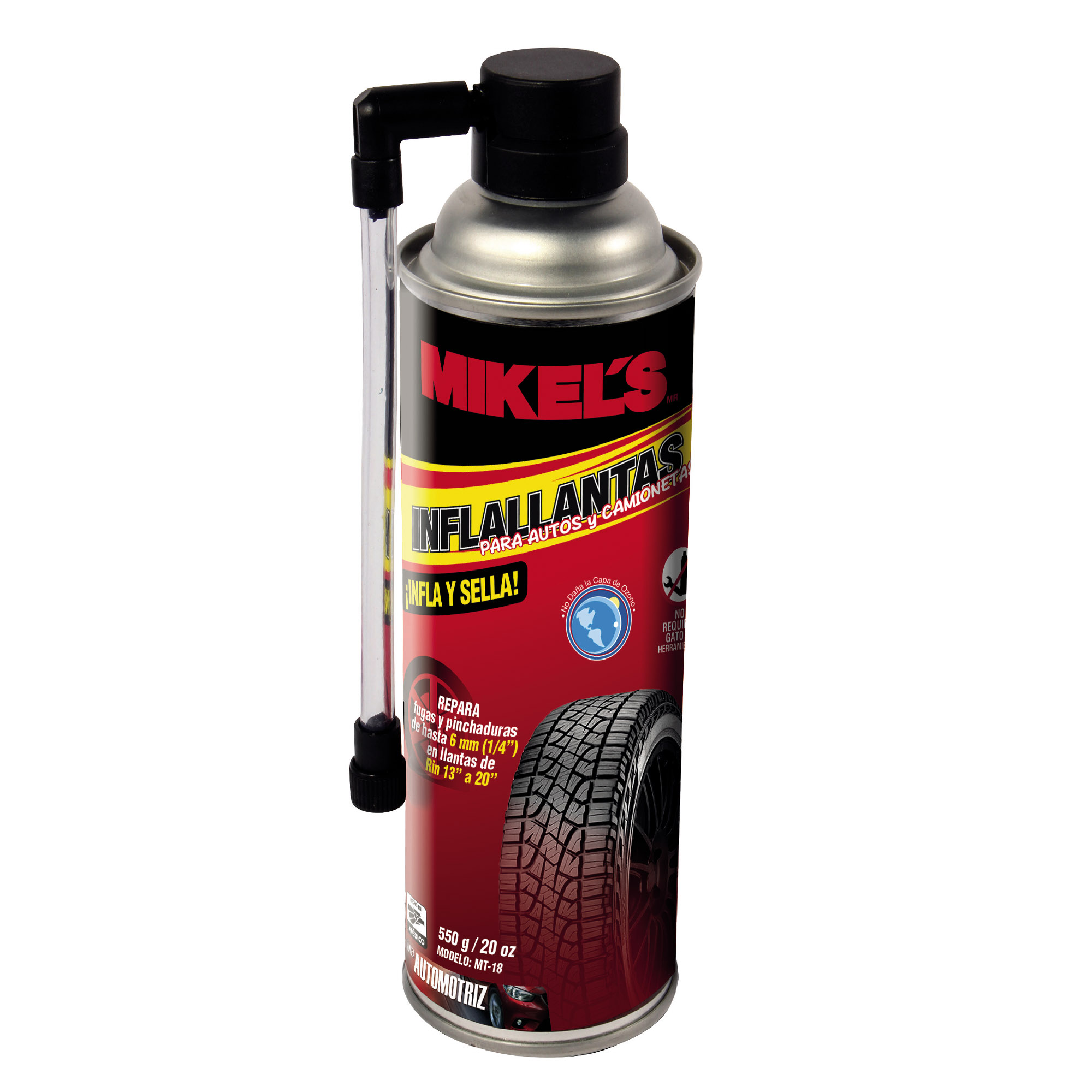 Inflallantas Para Autos Y Camionetas 550 G / 20 Oz Mikel´s MT-18