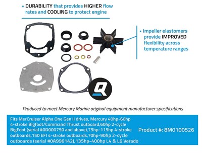Foto 2 | Kit de Reparación de Bomba de Agua para Fuerabordas Quicksilver Mercury o Mariner y Unidades de Popa Mercruiser