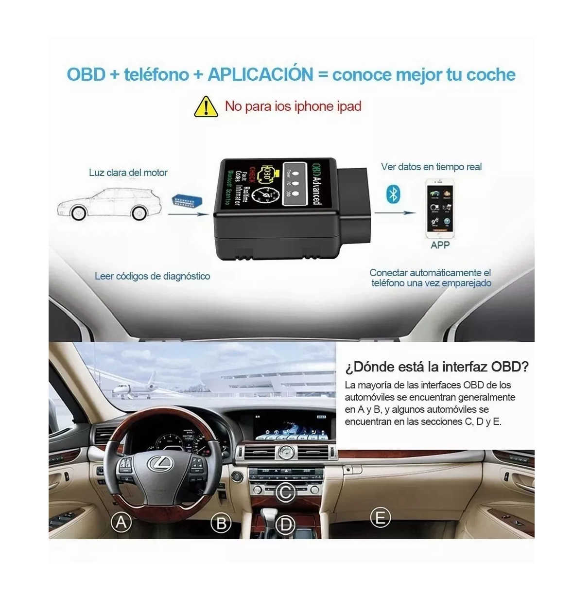 Foto 5 pulgar | Escaner Obd Ii Negro con Bluetooth para Auto