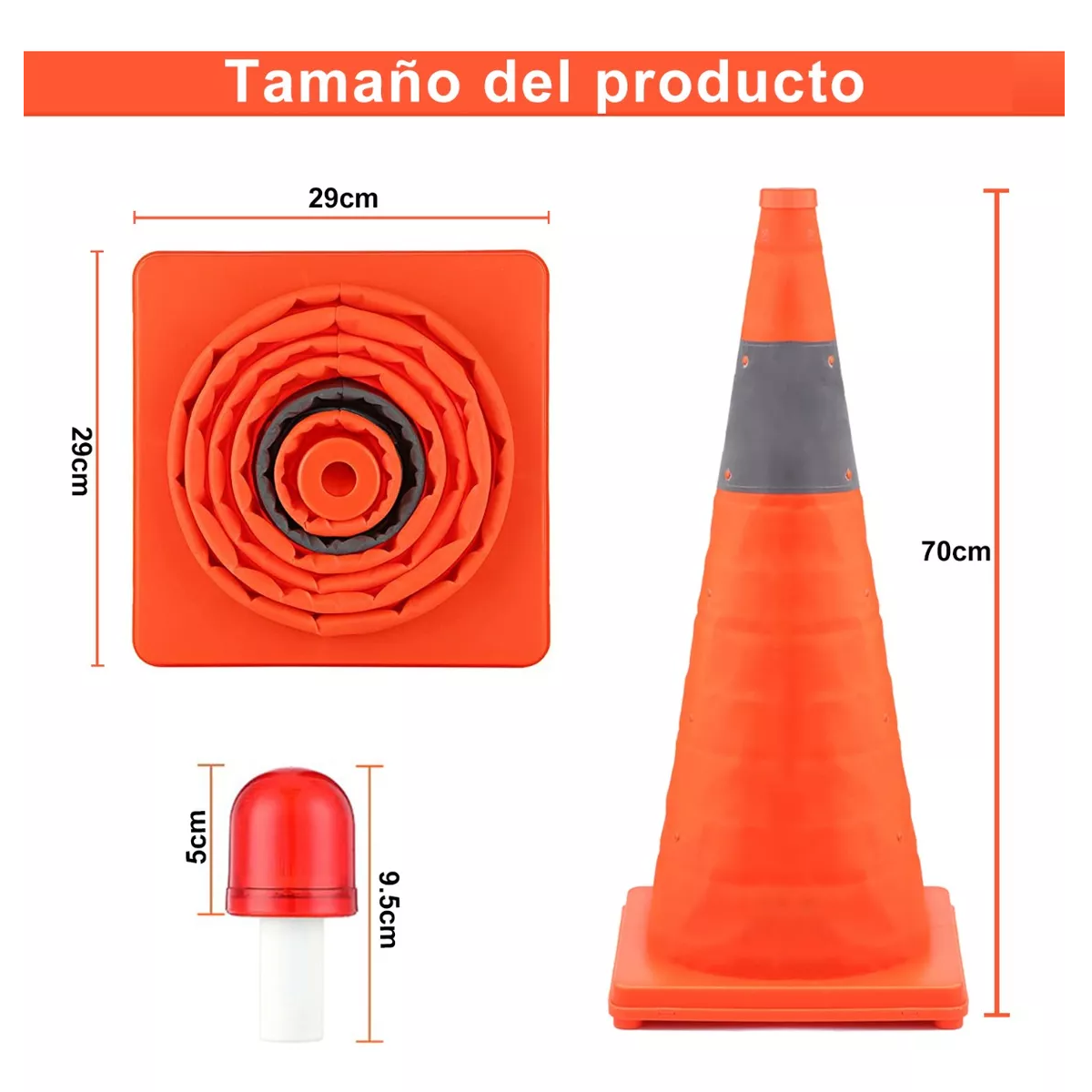 Foto 3 | Conos de Seguridad con Luz y Reflejante Eo Safe Imports Esi-11223 Naranja 2 Piezas