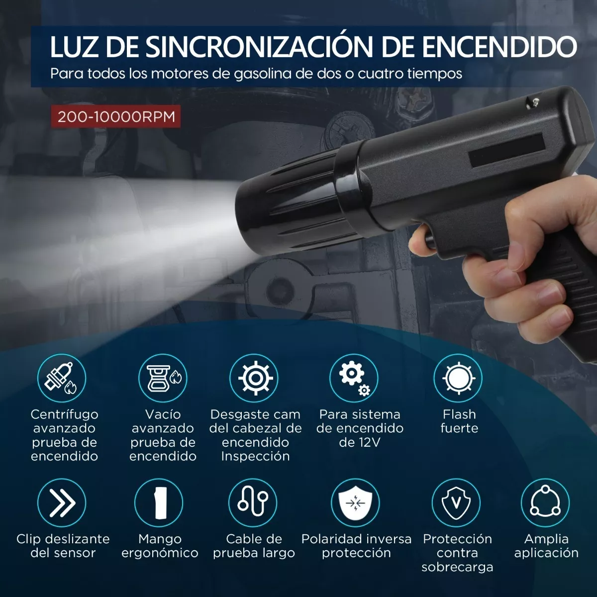 Foto 2 | Lámpara de Tiempo Pistola Automotriz Afina Ajuste Eo Safe Imports Esi-11362 Negro