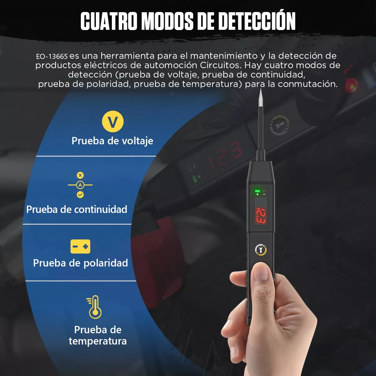 Foto 3 pulgar | Probador De Sonda De Circuito Prueba De Voltaje 6-30v Eo Safe Imports Esi-13665 Negro