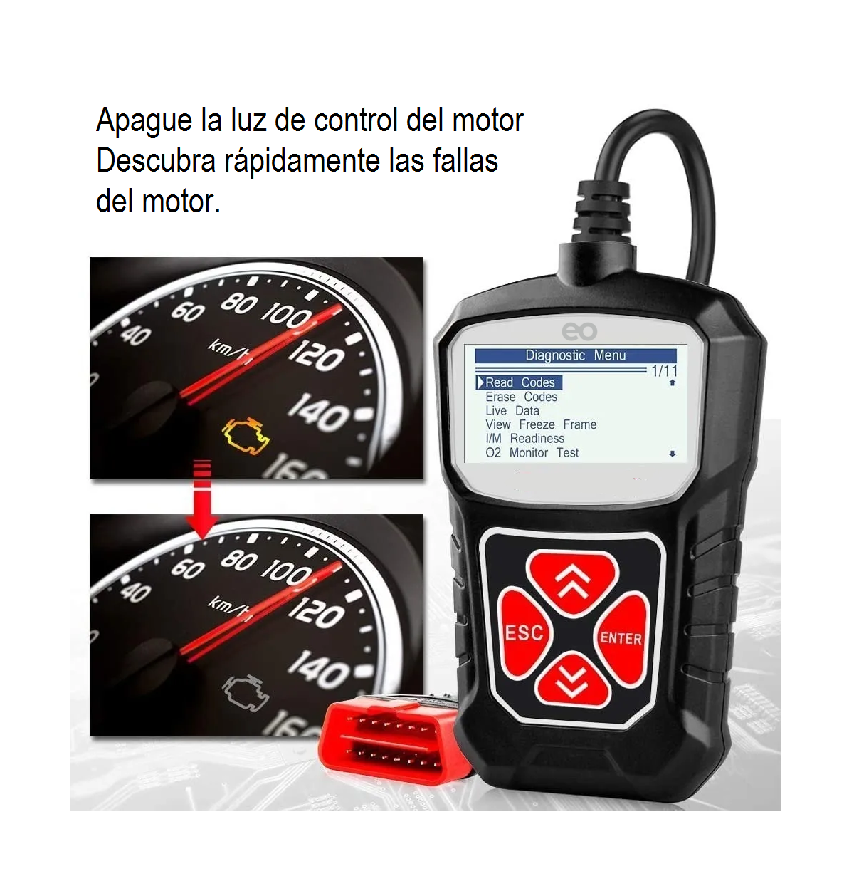 Foto 2 | Escaner Automotriz Lector De Códigos De Fallas Eo Safe Imports Esi-3058-1 Negro