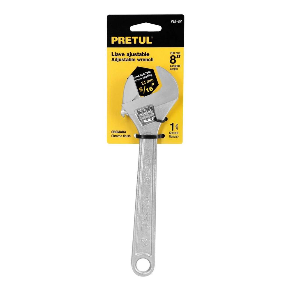 Foto 3 pulgar | Llave Perica Ajustable Acabado Cromo 8'' Pretul