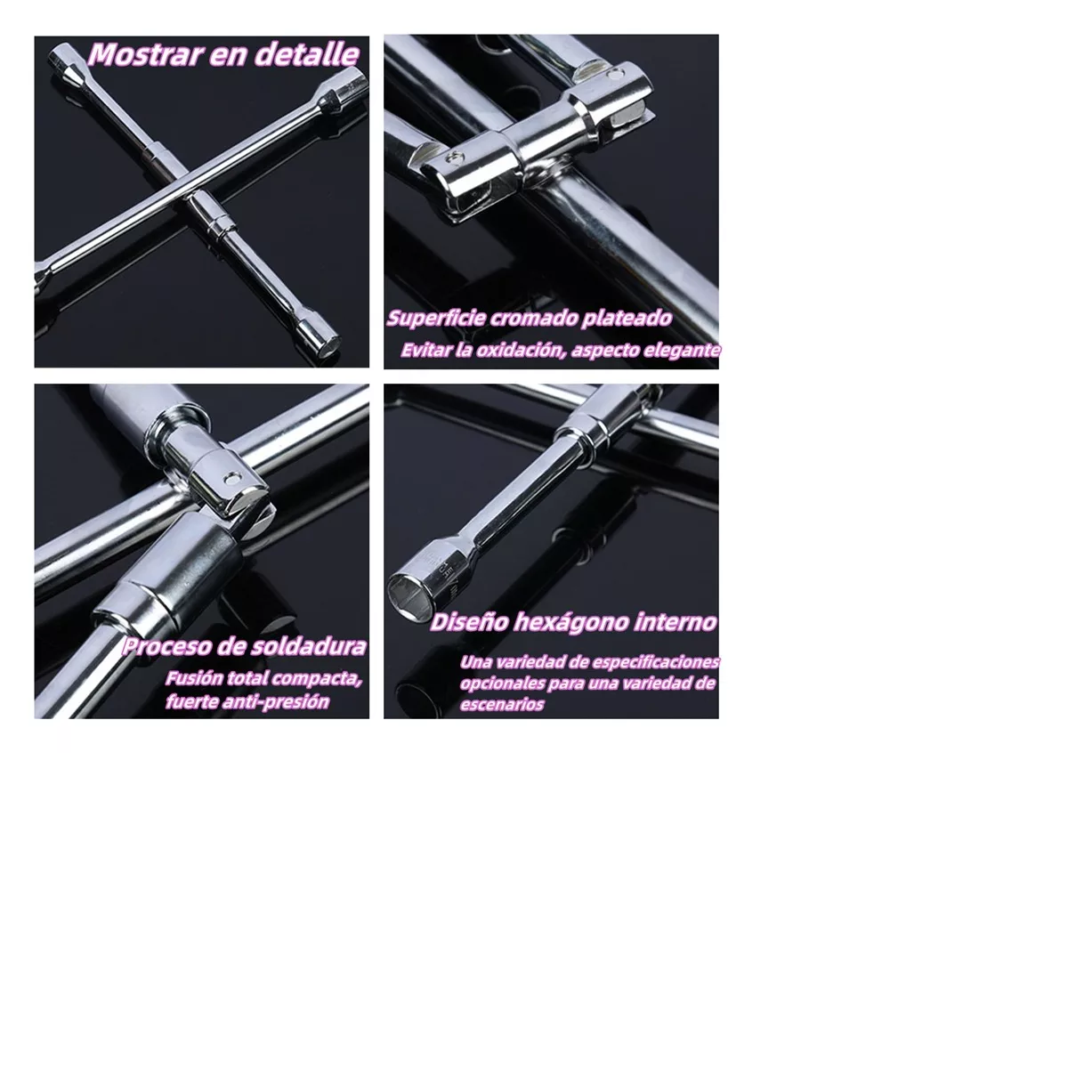 Foto 4 pulgar | Kit 3pcs Llave Cruz Cruceta Reforzada para Auto Eo Safe Imports Esi-9061 Plata