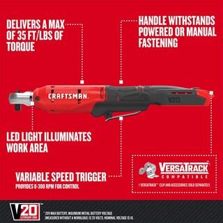 Foto 2 | Llave Trinquete Inalámbrica Craftsman V20 3/8 ''35 Pies-libras - Venta Internacional