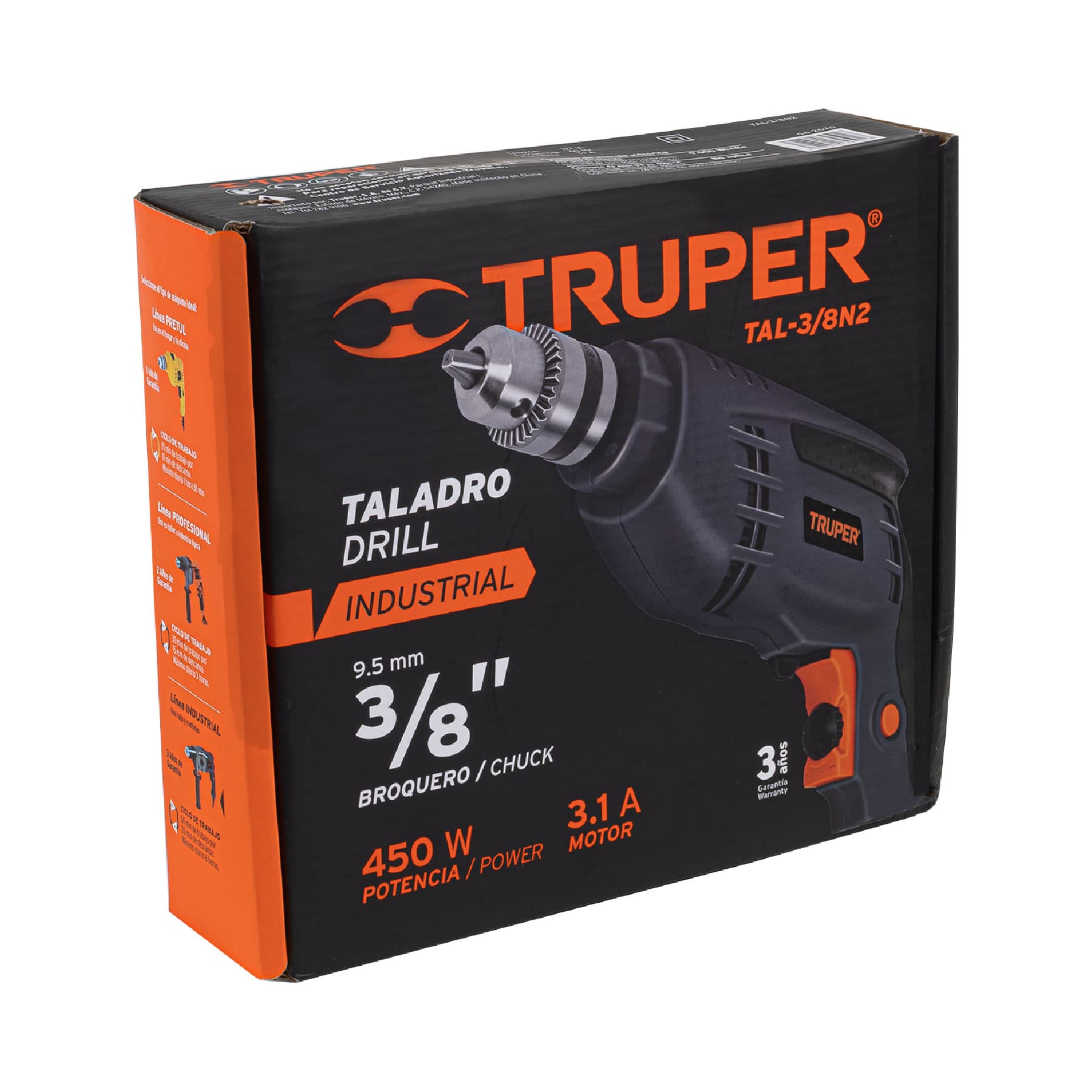 Foto 4 pulgar | Taladro 3/8" Truper Industrial 450 W