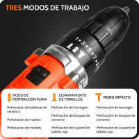 Foto 3 pulgar | Taladro de Impacto Inalámbrico con 2 Baterías de Litio Naranja