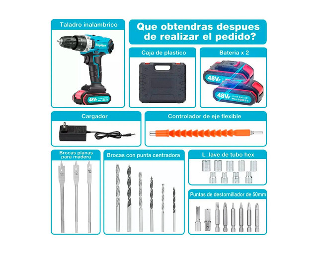 Foto 2 | Taladro Atornillador Impacto Rapido+ 48vf Azul