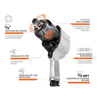 Foto 3 | Llave de Impacto Truper Tpn775x22 de 3/4"