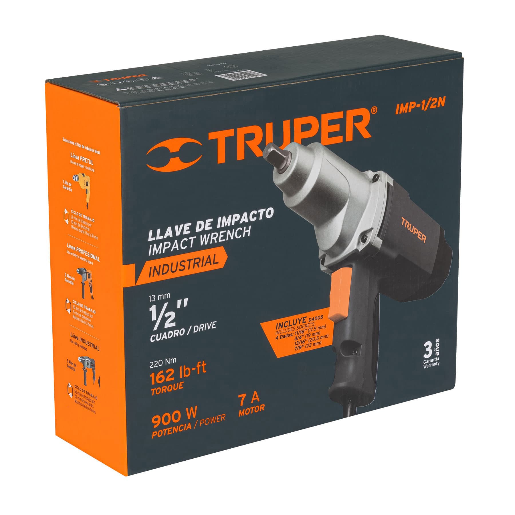 Foto 2 | Llave de Impacto Truper IMP-1/2N color Gris 1/2 Pulgada 900 W