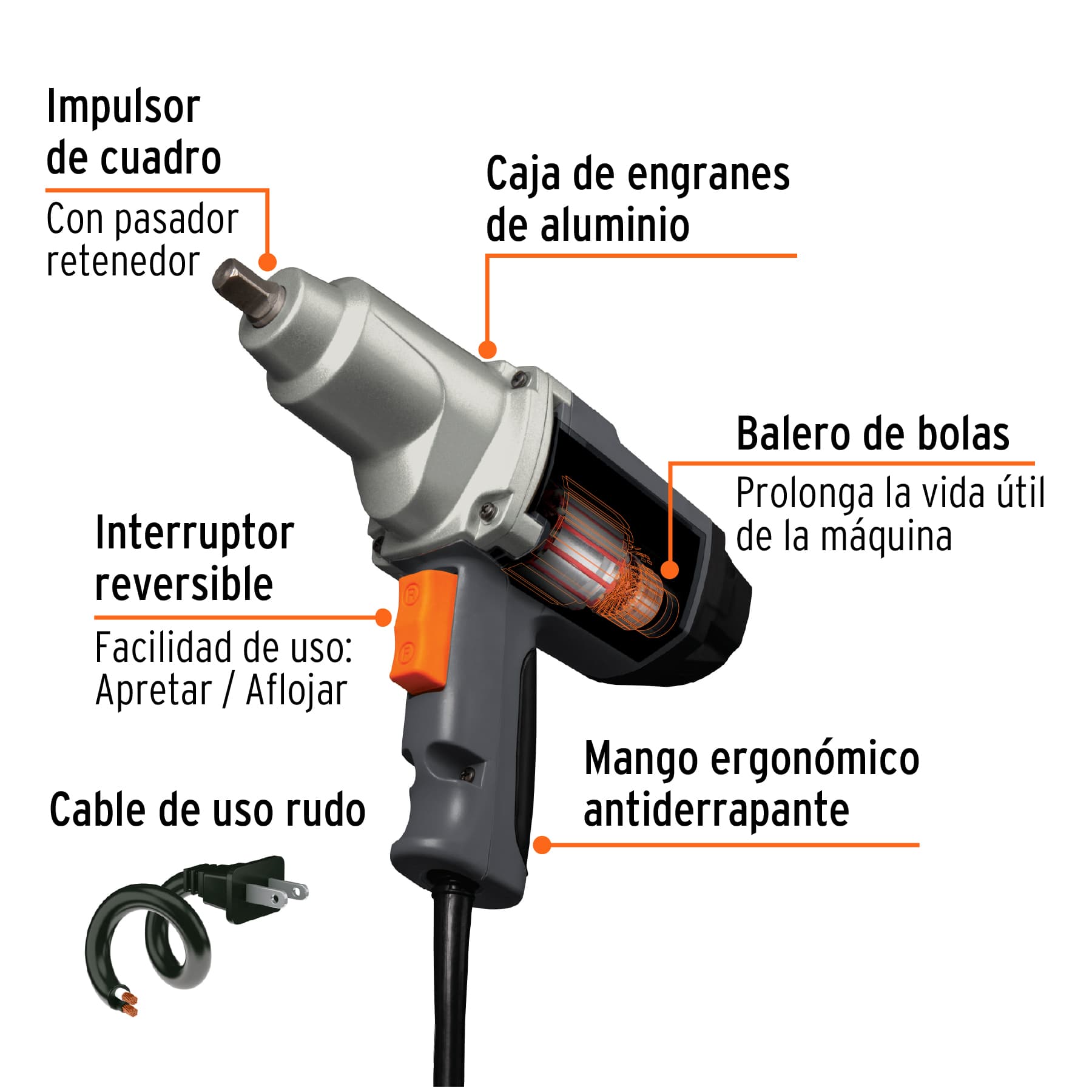 Foto 4 pulgar | Llave de Impacto Truper IMP-1/2N color Gris 1/2 Pulgada 900 W