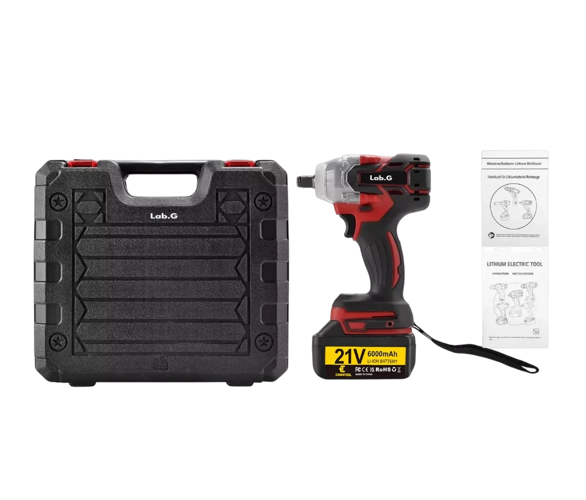 Foto 3 | Pistola Impacto Llave Taladro Inalámbrica Sincarbono 650nm, Color Negro Con Rojo