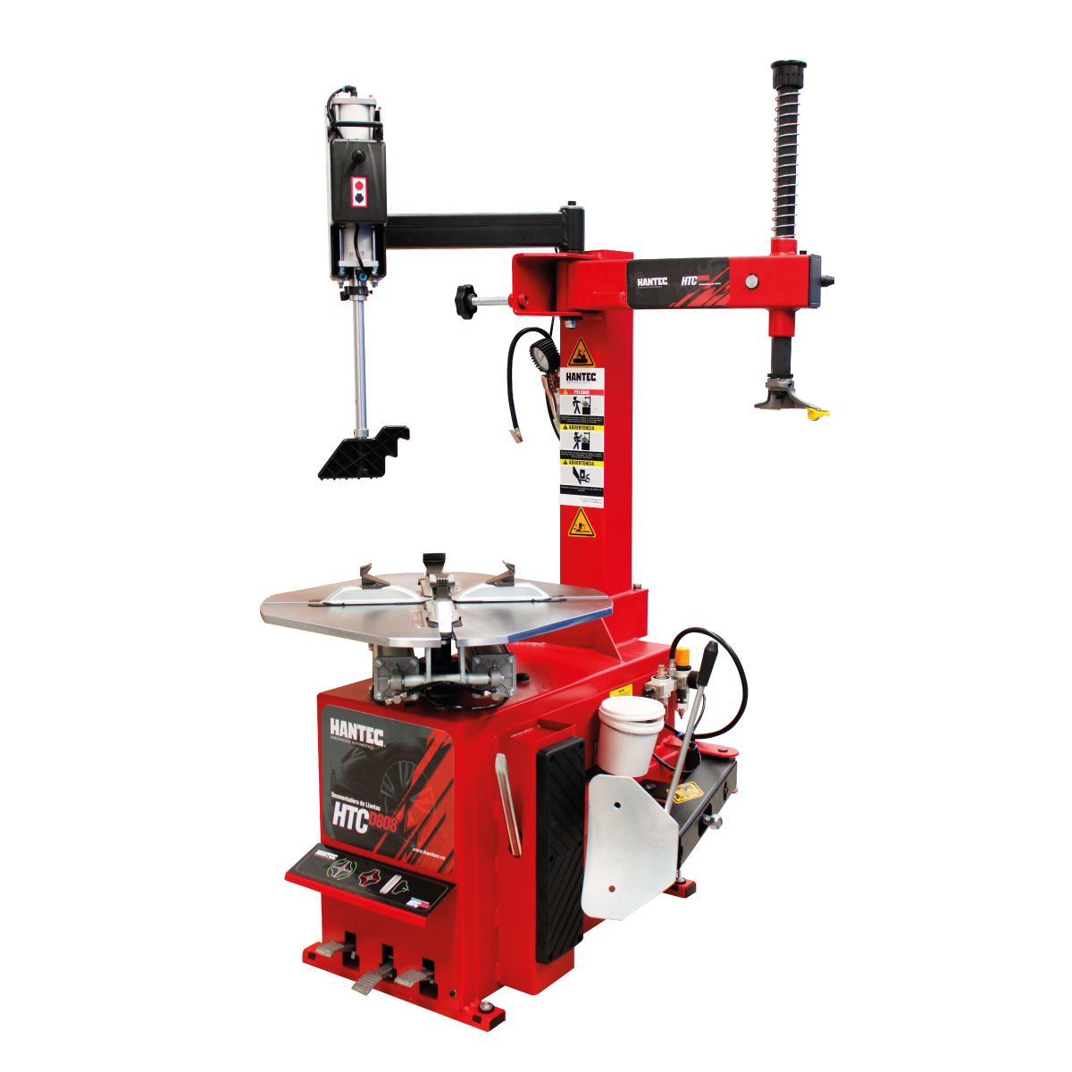 Desmontadora de Llantas Hantec HTCD808B color Rojo Rin 10 a 24 + Brazo Robótico