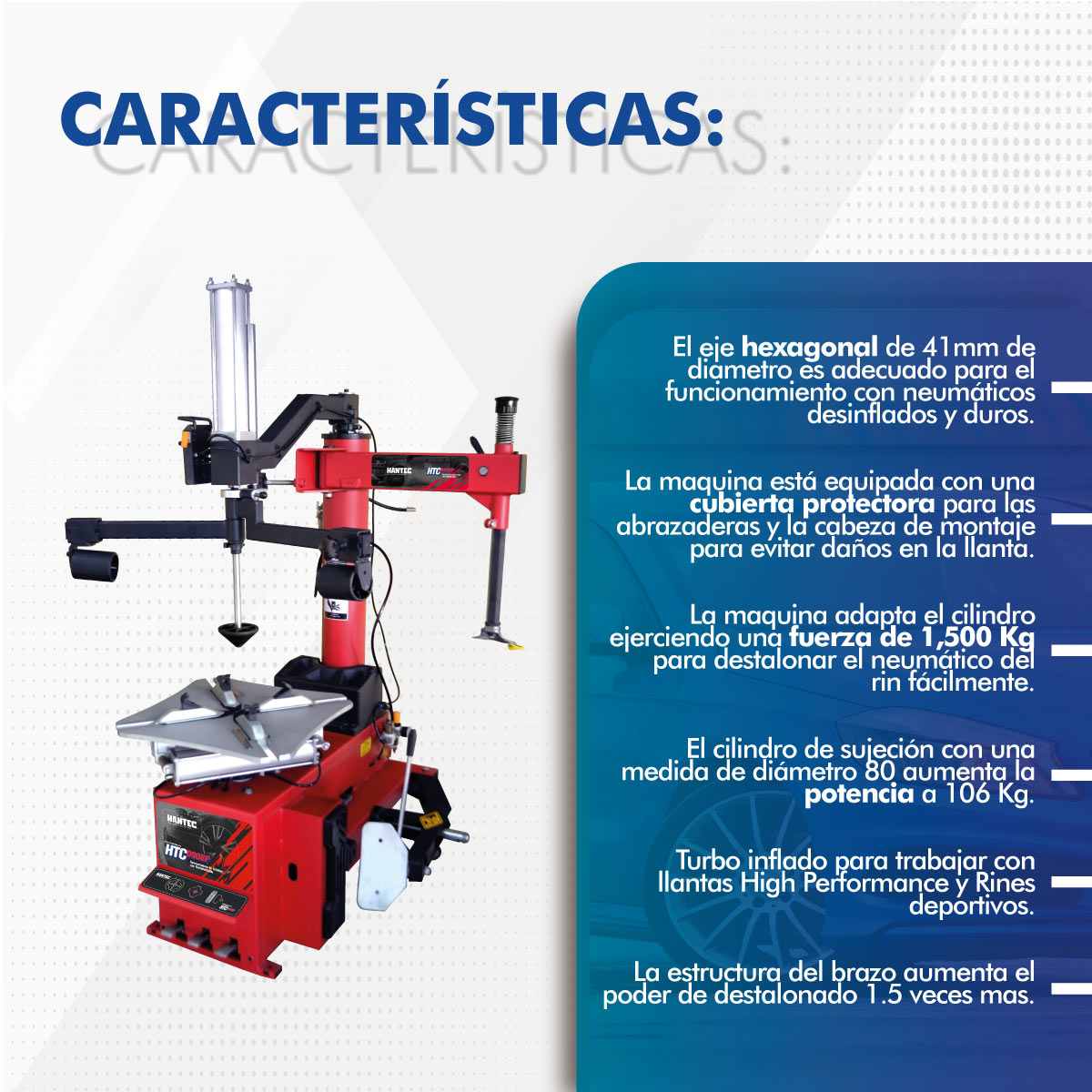 Foto 5 | Desmontadora de Llantas 11 a 24 Pulgadas con Turboinflado y Brazo Hantec color Rojo