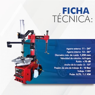 Foto 7 | Desmontadora de Llantas 11 a 24 Pulgadas con Turboinflado y Brazo Hantec color Rojo