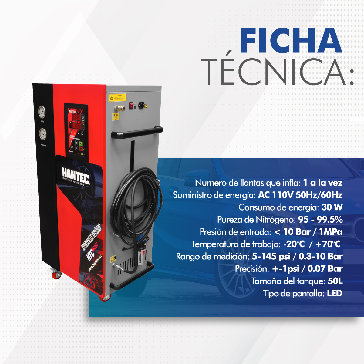 Foto 8 pulgar | Generador de Nitrógeno 1 Salida 50 l Hantec