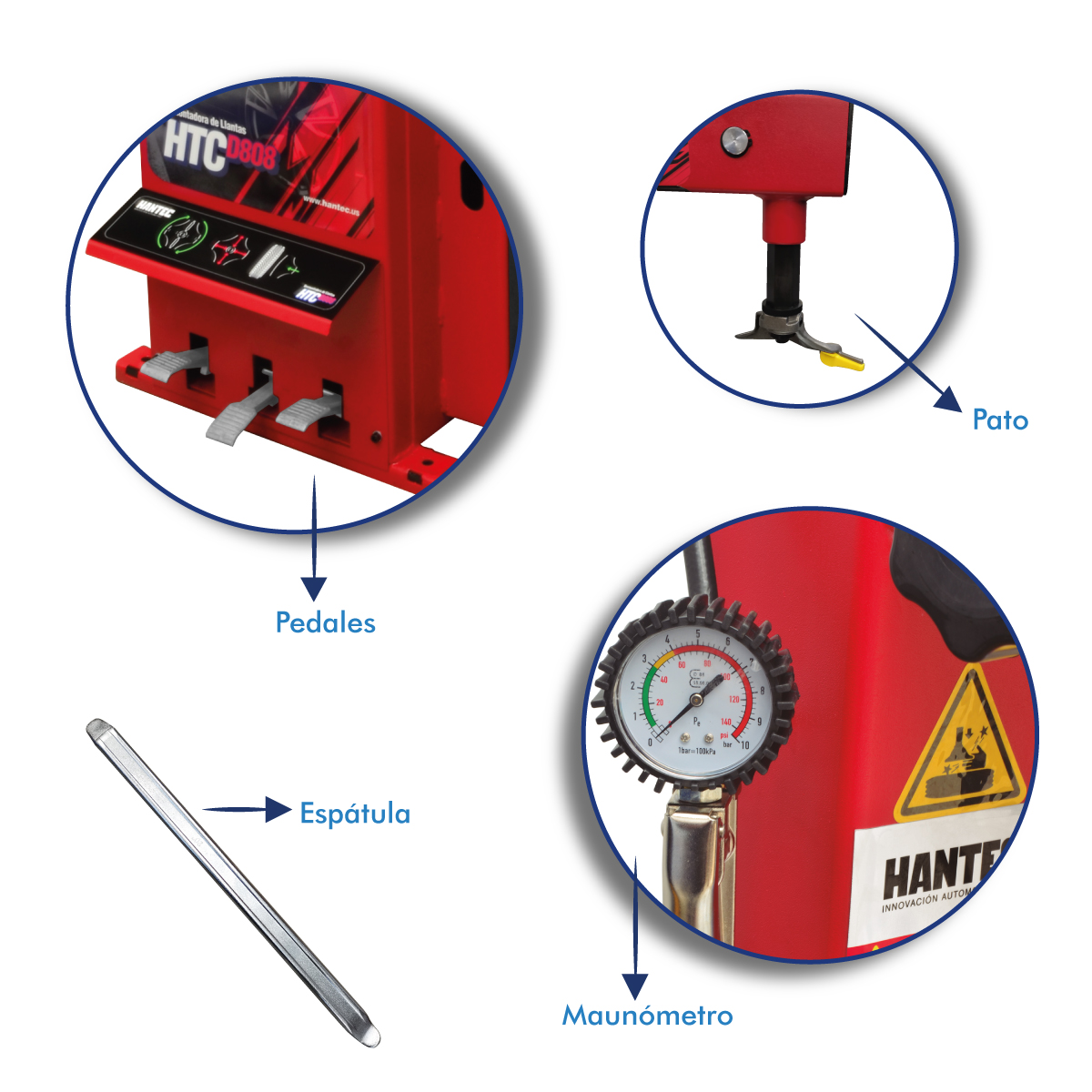 Foto 3 | Desmontadora de Llantas Hantec HTCD808 color Rojo Rines 11 a 21