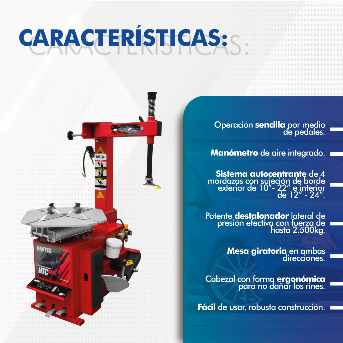 Foto 6 | Desmontadora de Llantas Hantec HTCD808 color Rojo Rines 11 a 21