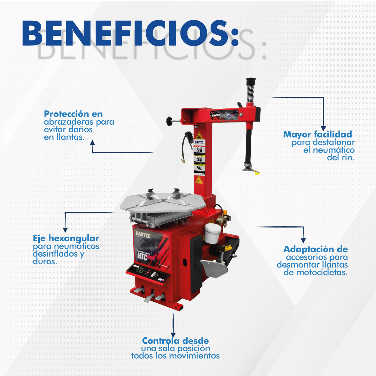 Foto 7 | Desmontadora de Llantas Hantec HTCD808 color Rojo Rines 11 a 21