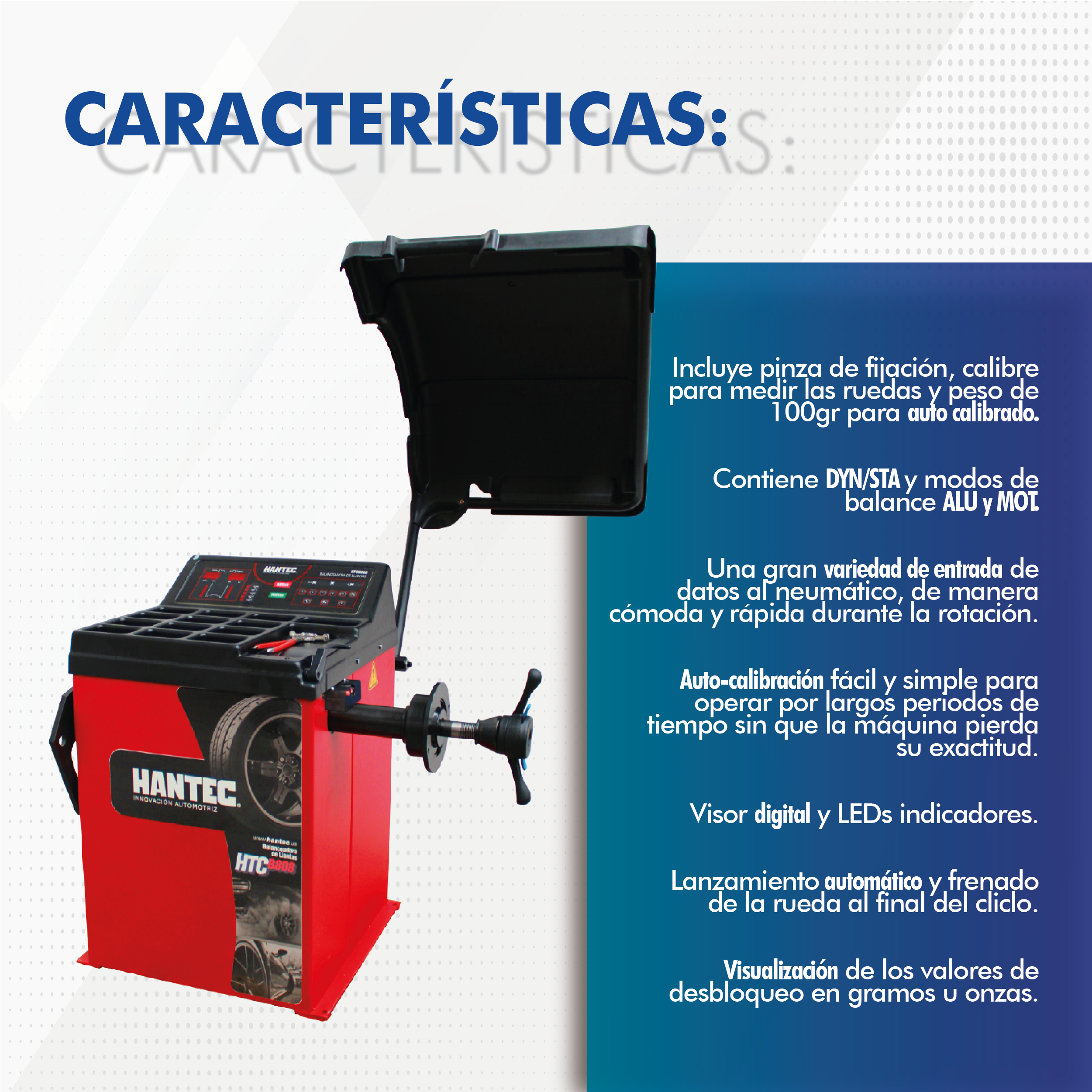 Foto 5 | Balanceadora Láser Hantec HTCB808L color Rojo para Llantas de Autos y Camionetas de 10 a 30 "