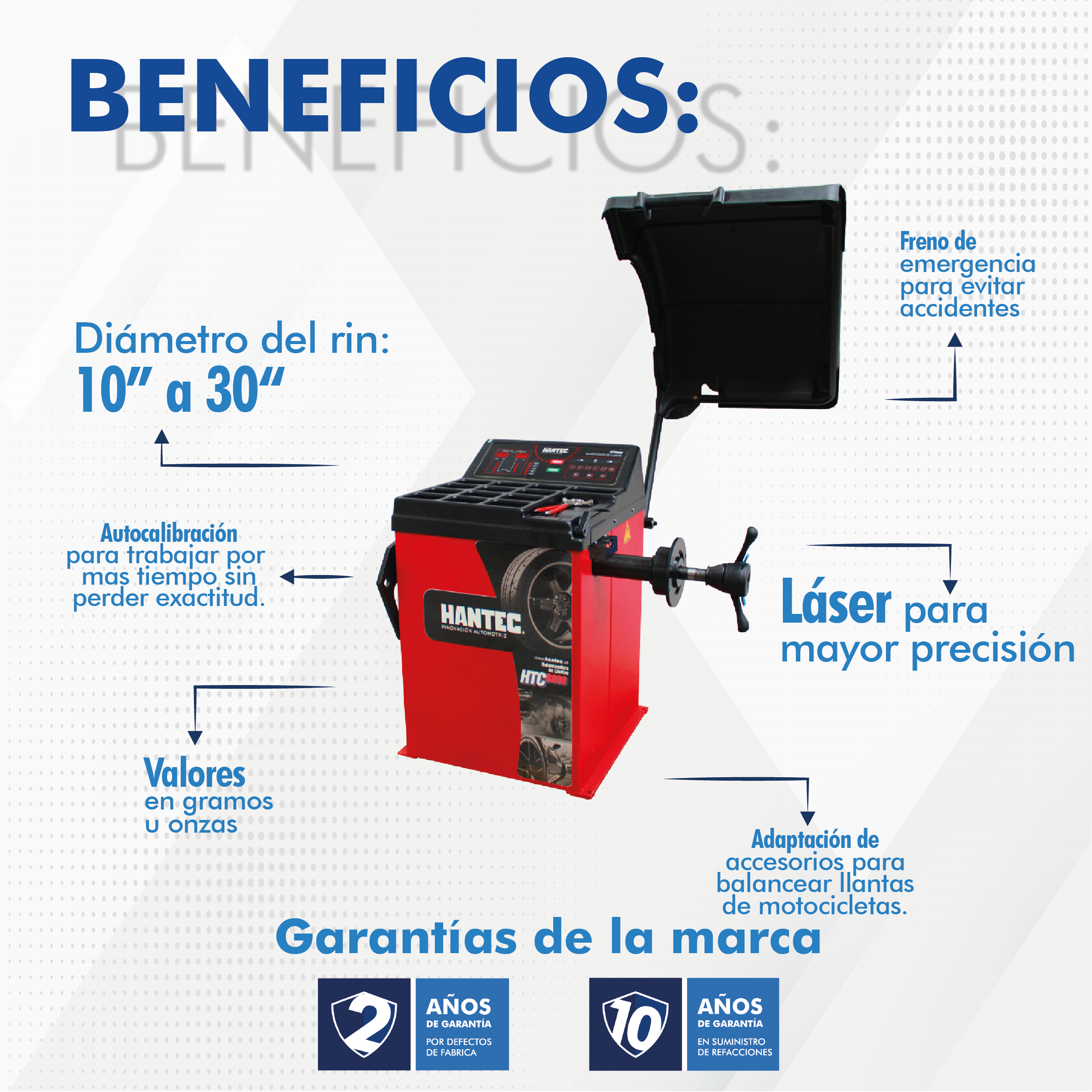 Foto 6 | Balanceadora Láser Hantec HTCB808L color Rojo para Llantas de Autos y Camionetas de 10 a 30 "