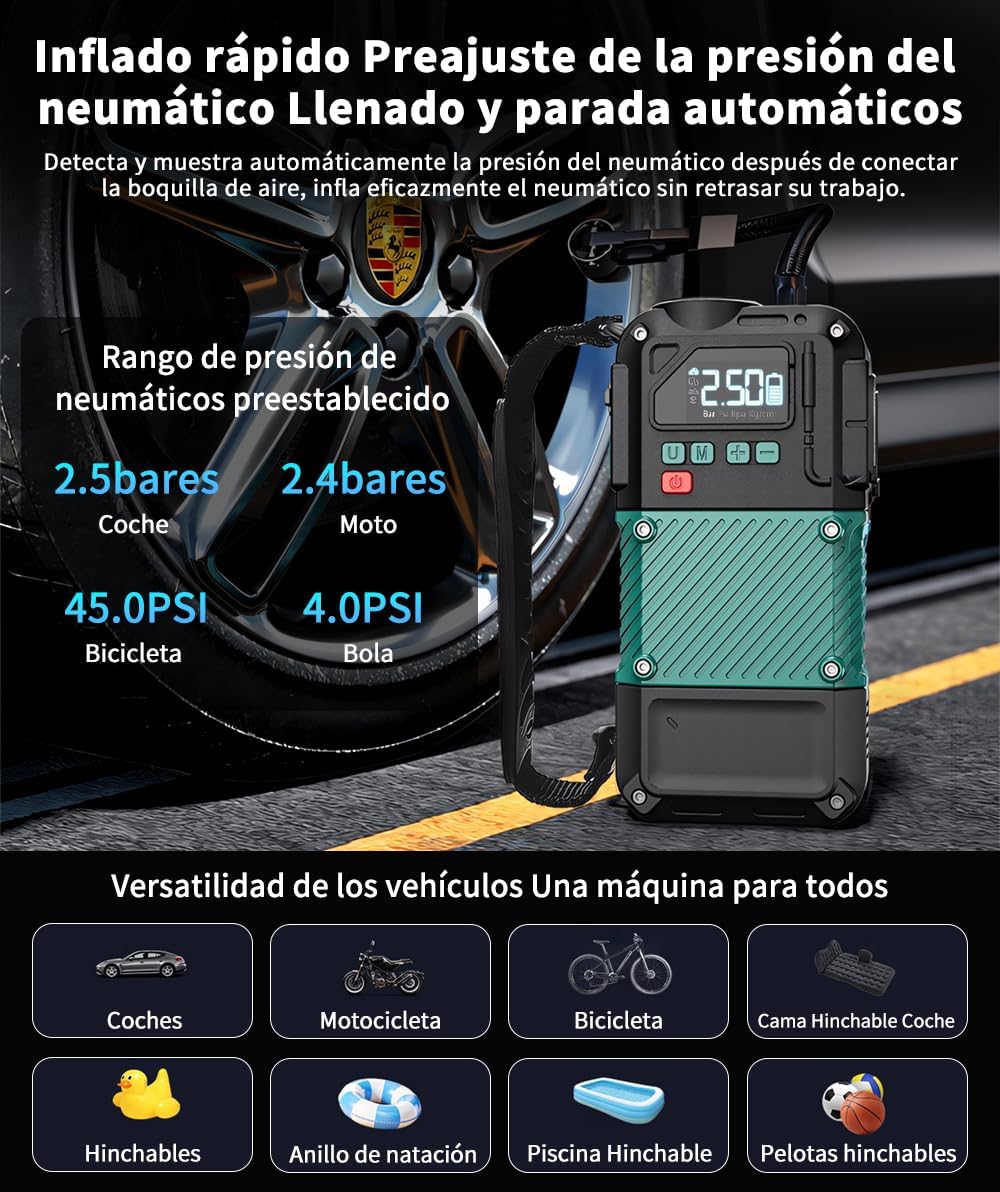 Foto 4 pulgar | Arrancador De Batería 4 En 1 (inflador, Linterna, Power Bank, Arrancador)