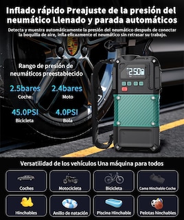 Foto 3 | Arrancador De Batería 4 En 1 (inflador, Linterna, Power Bank, Arrancador)