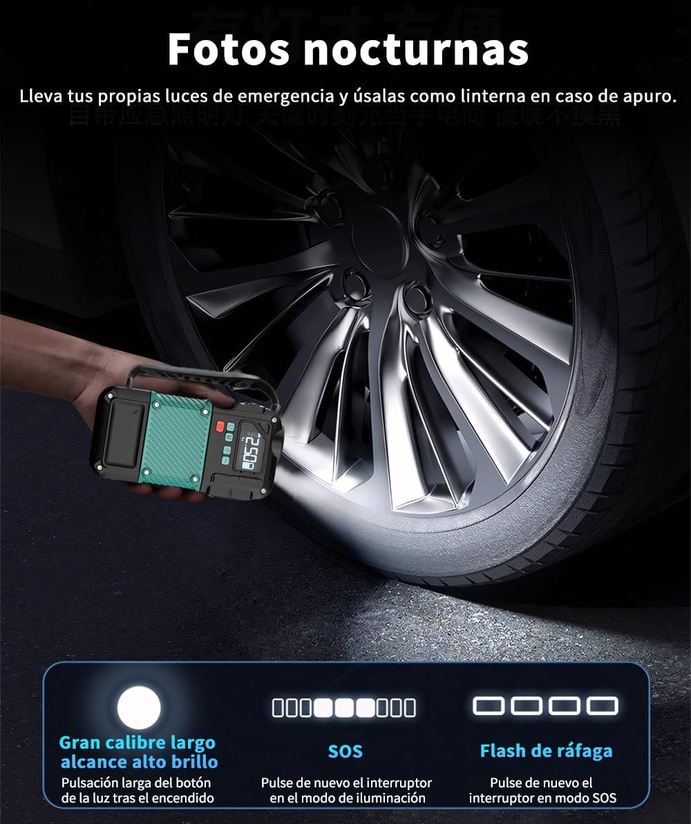 Foto 6 pulgar | Arrancador De Batería 4 En 1 (inflador, Linterna, Power Bank, Arrancador)