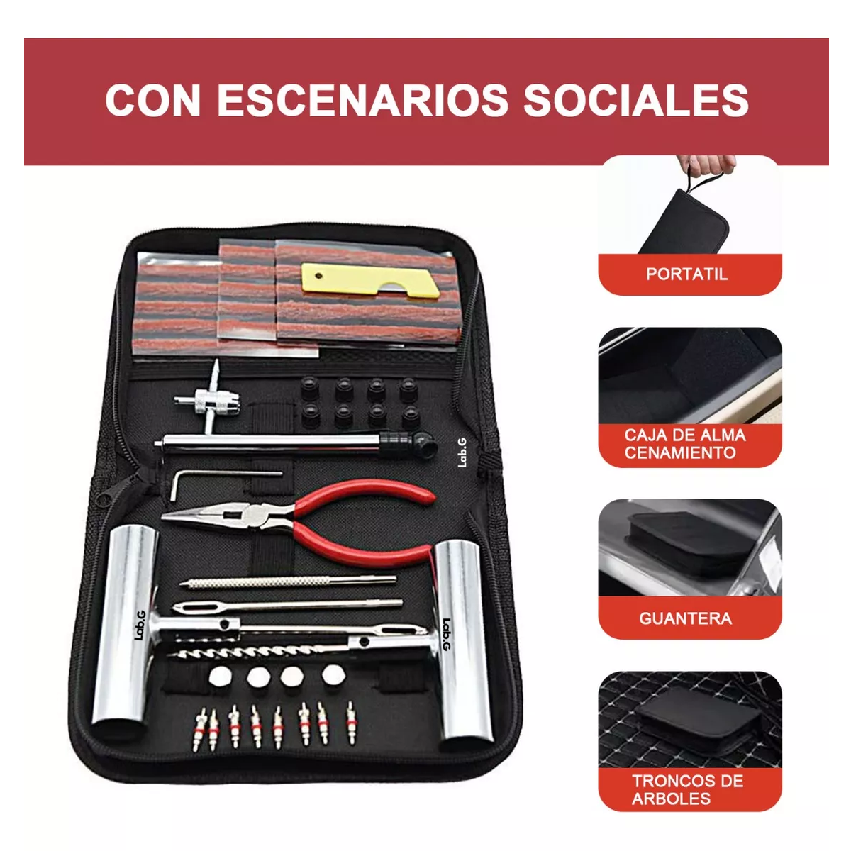 Foto 4 pulgar | Estuche De Lujo De Reparación Emergencia Llantas Autos Motos Estuche Negro