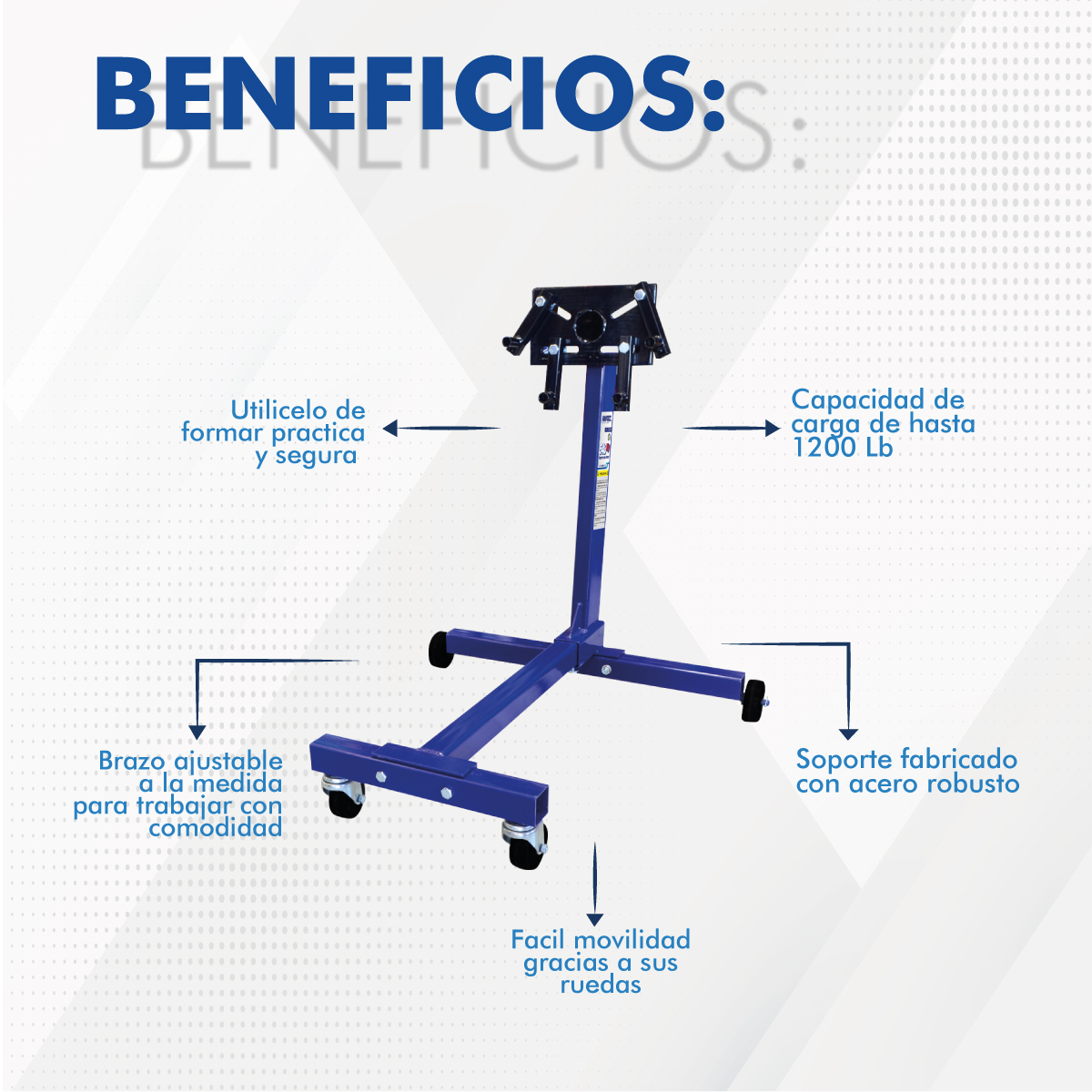 Foto 7 pulgar | Soporte para Motores Hantec HNTSM1 color Azul 500 KG