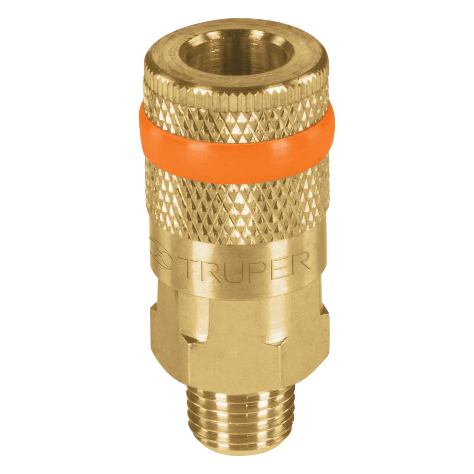 Cople de Latón Cuerda 1/4 Npt Macho Truper color Dorado