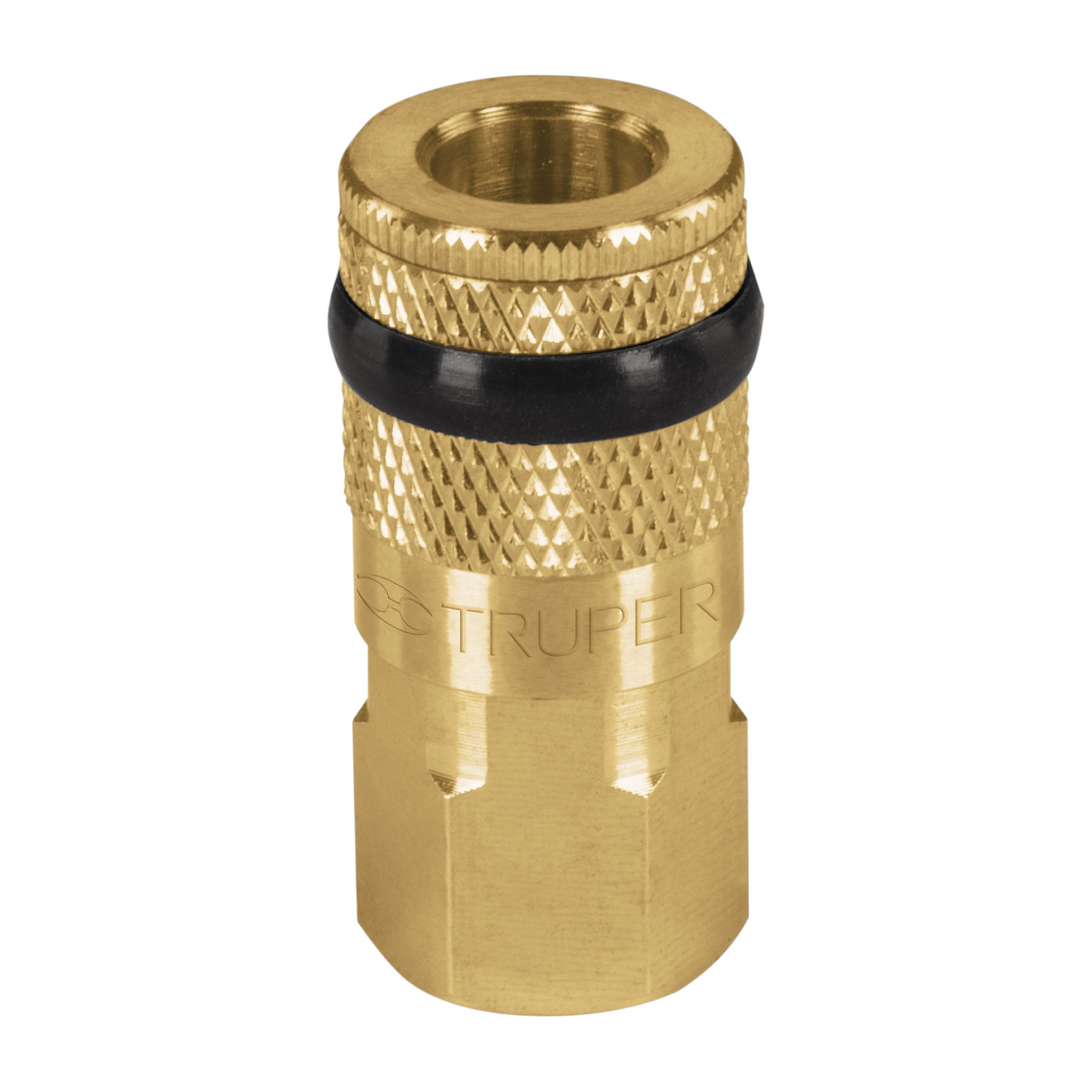 Cople de Latón Cuerda 1/4 Npt Hembra Truper 19084 color Dorado