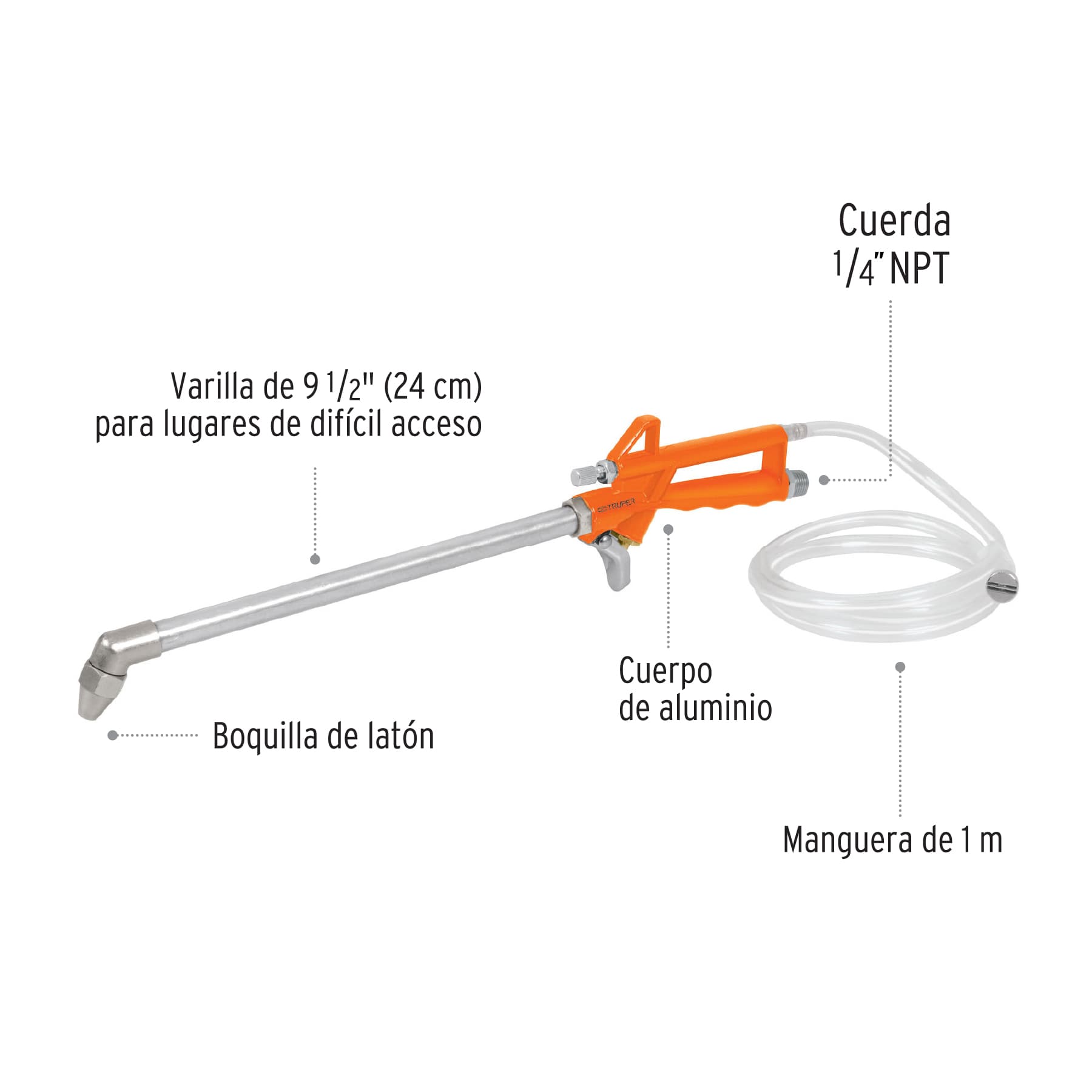 Foto 3 pulgar | Pistola para Limpieza de Máquinas Cuerda Truper 1/4 Npt