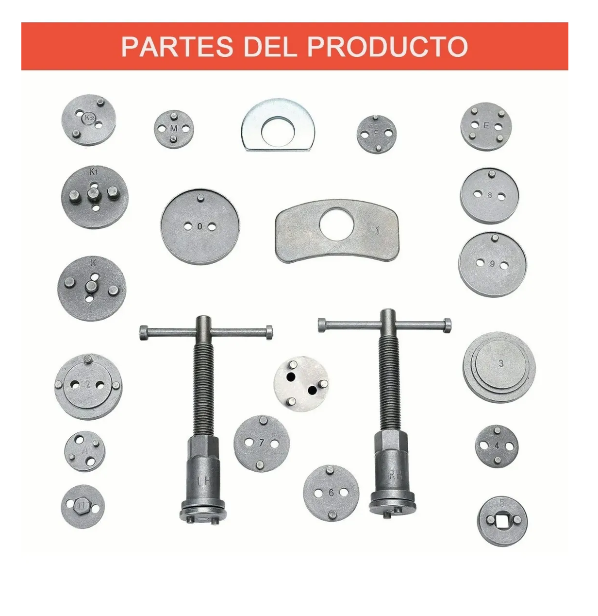 Foto 3 pulgar | Set Opresor Pistón Frenos Cambiar Balatas Auto Universal Eo Safe Imports 22pz color Rojo